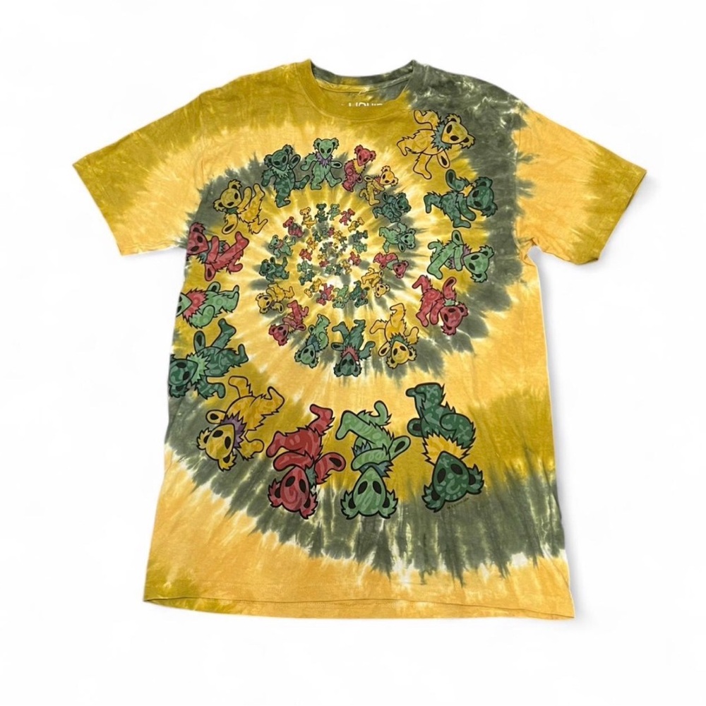 Grateful Dead - Alien Spiral Bears Tie Dye Mens T Shirt Size M Liquid Blue Rare